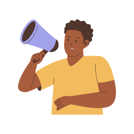 Man shouting through megaphone  Illustration