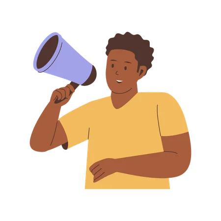 Man shouting through megaphone  Illustration