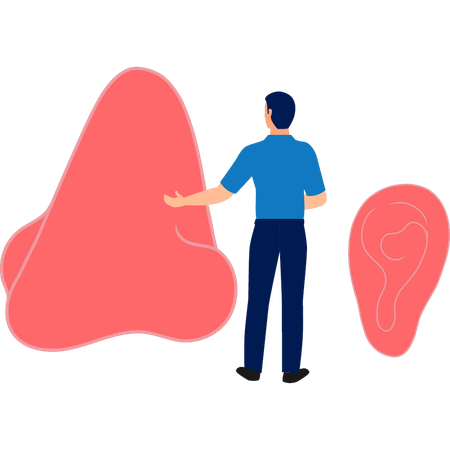 Man showing about nose sense  Illustration