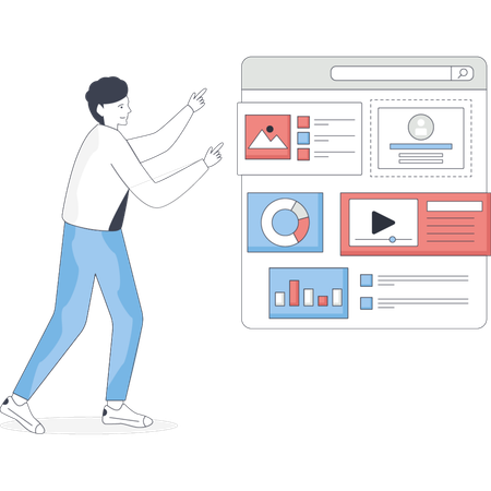 Man  showing admin panel  Illustration