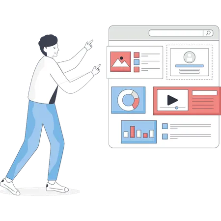 Man  showing admin panel  Illustration