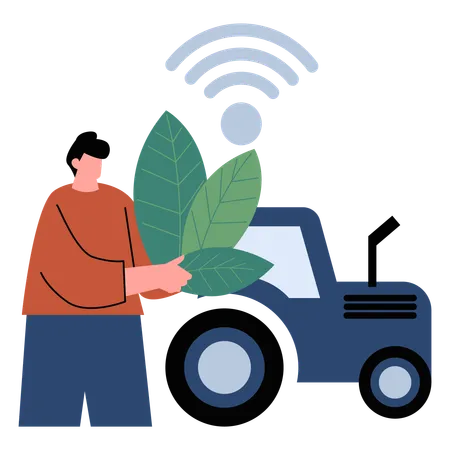 Man showing Agritech Evolution  Illustration