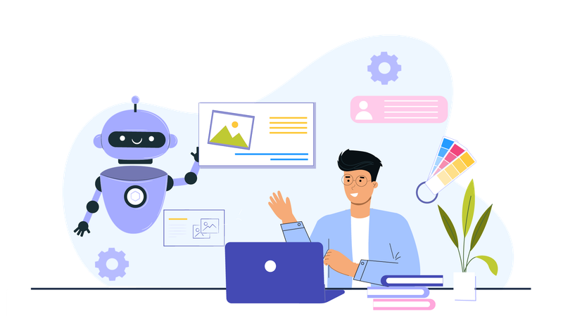 Man showing ai design  Illustration