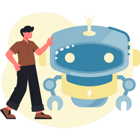 Man showing ai robot  Illustration