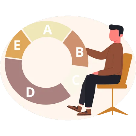 Man showing analysis pie chart  Illustration