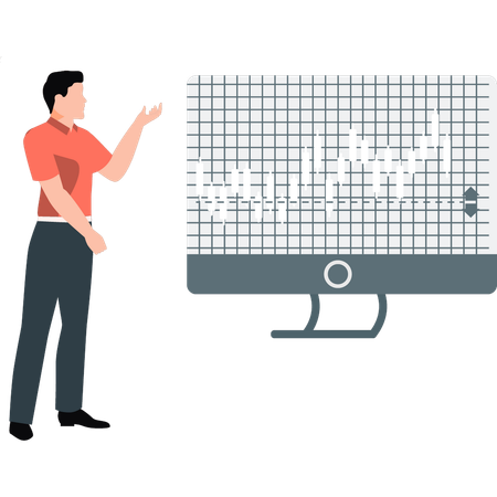 Man showing analytic graph  Illustration