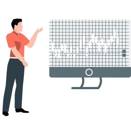 Man showing analytic graph  Illustration