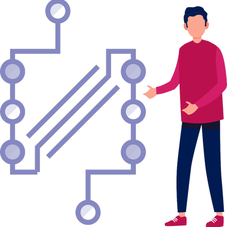 Man showing analytics data  Illustration