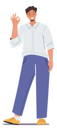 Man showing approving gesture  イラスト