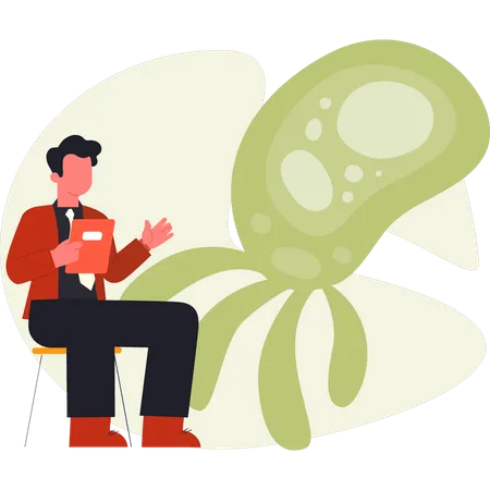 Man showing bacteria  Illustration