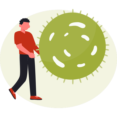 Man showing bacteria infection  Illustration