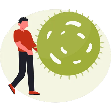 Man showing bacteria infection  Illustration