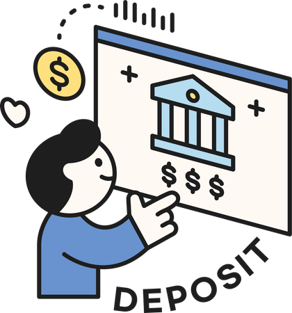 Man showing bank balance  Illustration