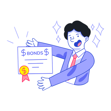 Man showing bank Bonds  Illustration