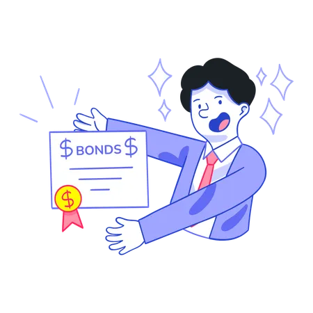 Man showing bank Bonds  Illustration