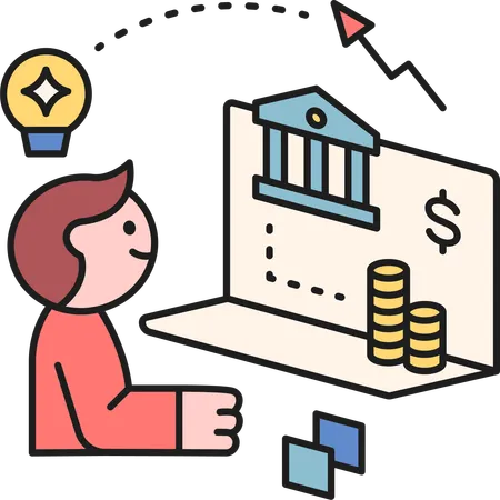 Man showing bank investment  Illustration