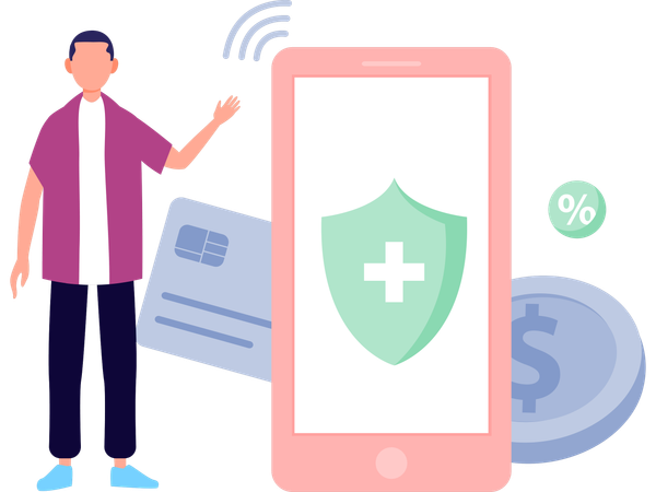 Man showing banking app  Illustration