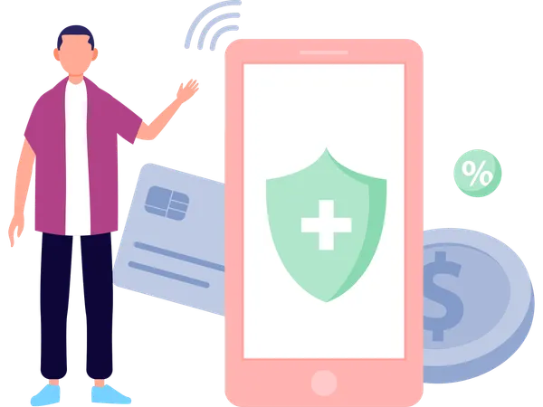 Man showing banking app  Illustration