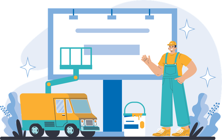 Man showing billboard  Illustration