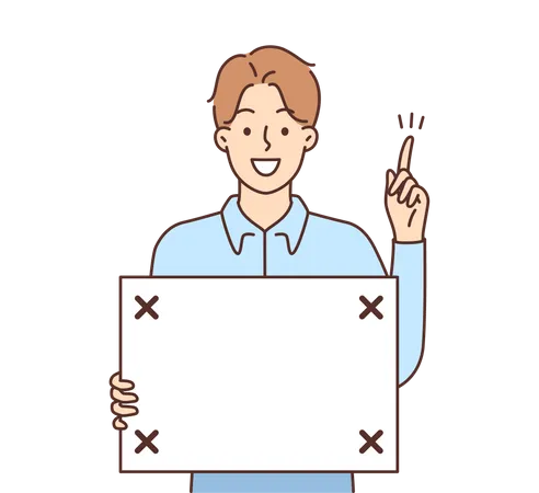 Man showing blank board  Illustration