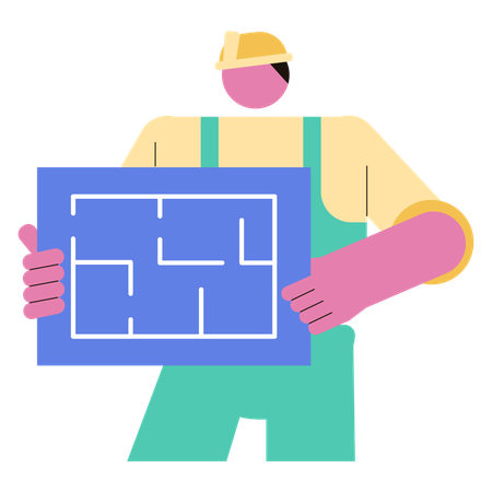 Man showing Blueprint  Illustration