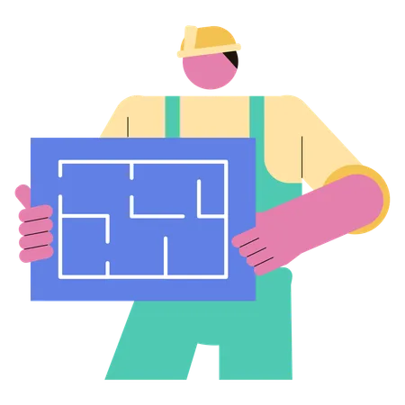 Man showing Blueprint  Illustration