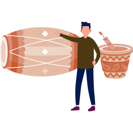 Man showing bongo drum  Illustration