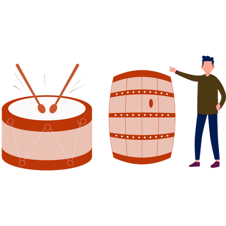 Man showing bongo drums  Illustration