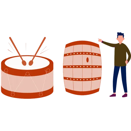 Man showing bongo drums  Illustration