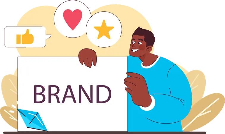 Man showing brand board  Illustration