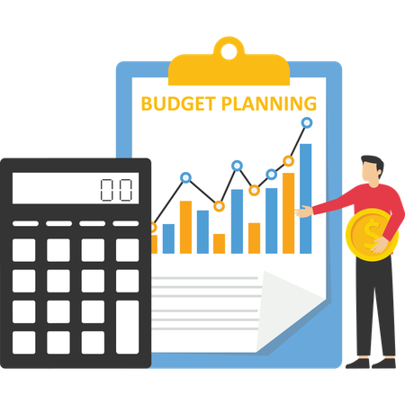 Man showing budget analysis report  Illustration