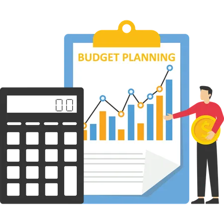 Man showing budget analysis report  Illustration