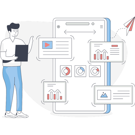 Man showing business development graph  Illustration