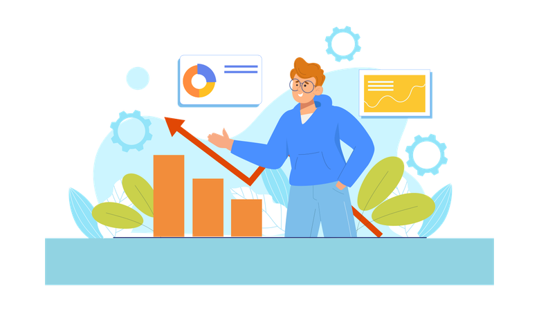 Man showing business growth  Illustration