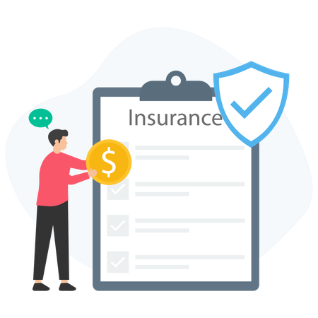 Man showing Business Insurance  Illustration