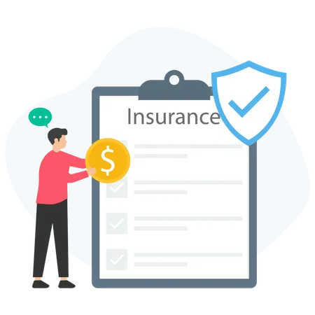 Man showing Business Insurance  Illustration