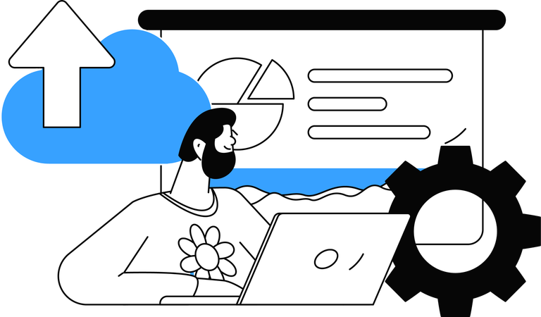 Man showing business report  Illustration