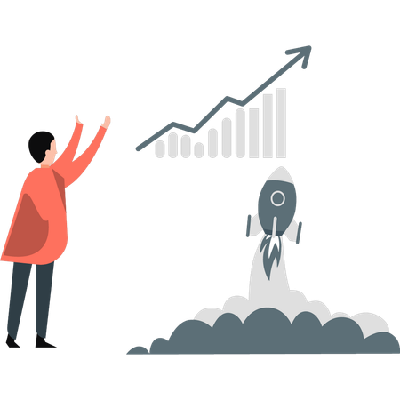 Man showing business rising graph  Illustration