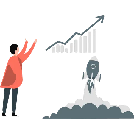 Man showing business rising graph  Illustration