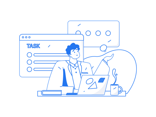 Man showing business task  Illustration