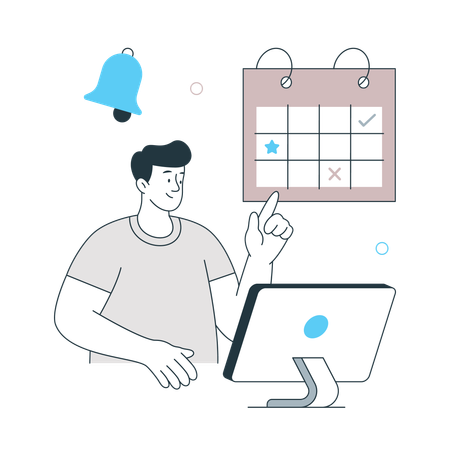 Man showing calendar for Self Discipline  Illustration