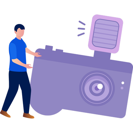 Man showing  camera  Illustration