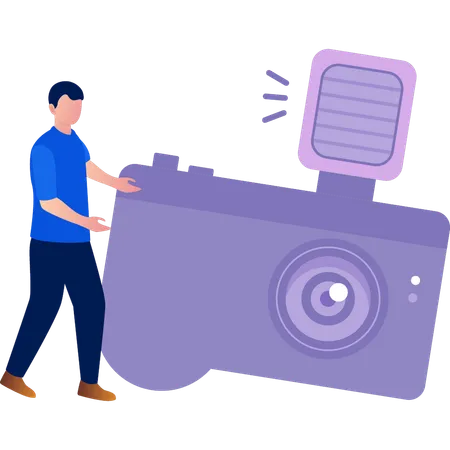 Man showing  camera  Illustration