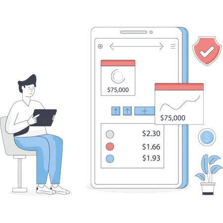 Man showing cash flow statement  Illustration