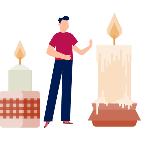 Man showing celebration candle  Illustration