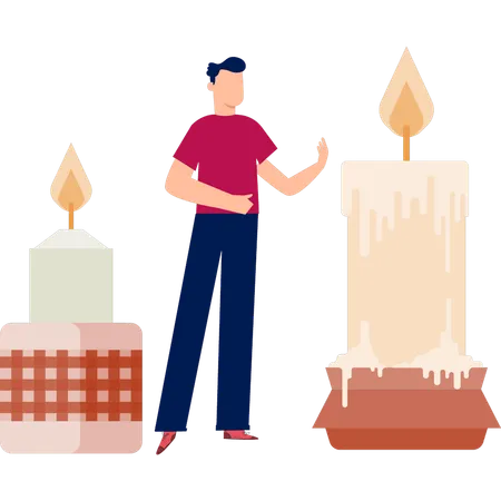 Man showing celebration candle  Illustration