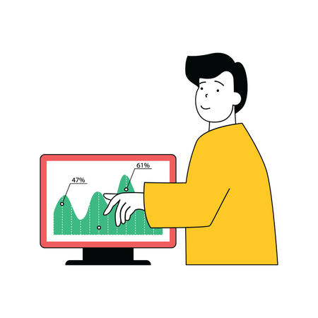 Man showing chart on desktop  Illustration