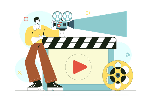 Man showing cinema  Illustration