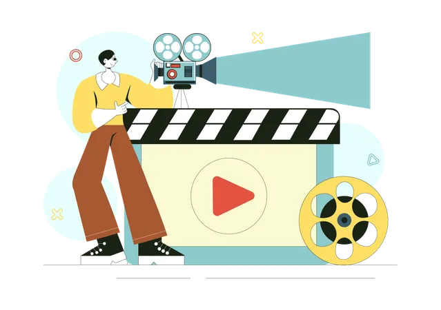 Man showing cinema  Illustration