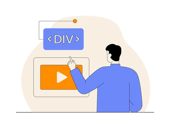 コード div を表示する男性  イラスト